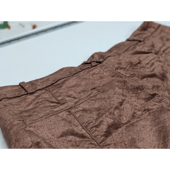 Anthropologie The Essential Slim Brown Textured Straight Leg Pants Womens 14 - Picture 11 of 11